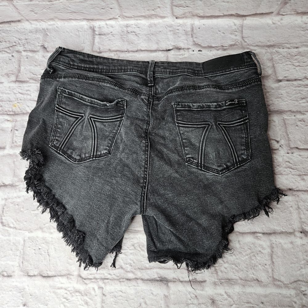 Seven7 Legging Shorts Black Jean Size 14 Womens - Picture 11 of 15